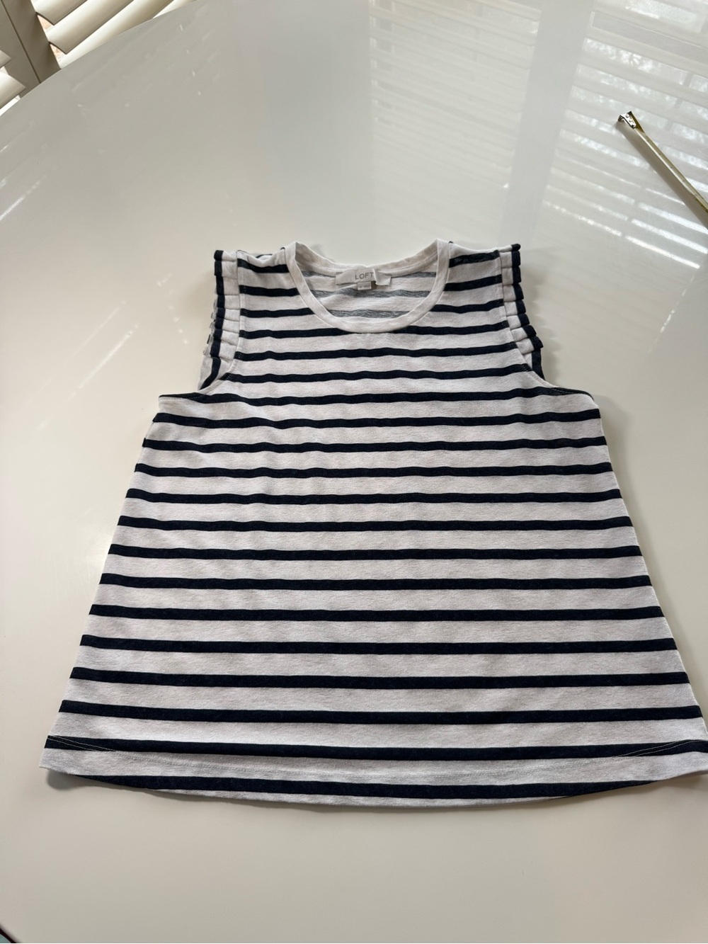 LOFT Navy and White Striped Girls' Sleeveless Tank